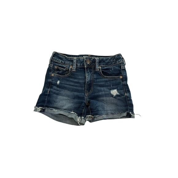 American Eagle Super Stretch Distressed Cut Off Jean‎ Shorts Women's Size 2 - Picture 1 of 8